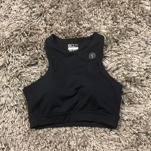 NWT black racer back cutout sports bra